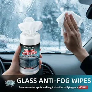 Car Window Defogging Wet Wipes, 90 Wipes, Clear Vision, Dust-Resistant, Ideal for Rainy Days, Front Windshield, Rear Windows, Side Mirrors