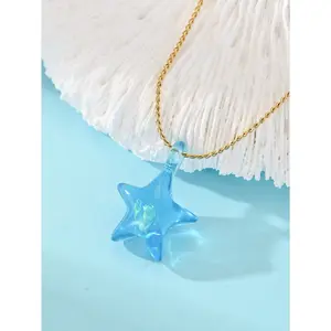 Summer Fresh Blue Starfish Necklace |Seaside Vacation Necklace