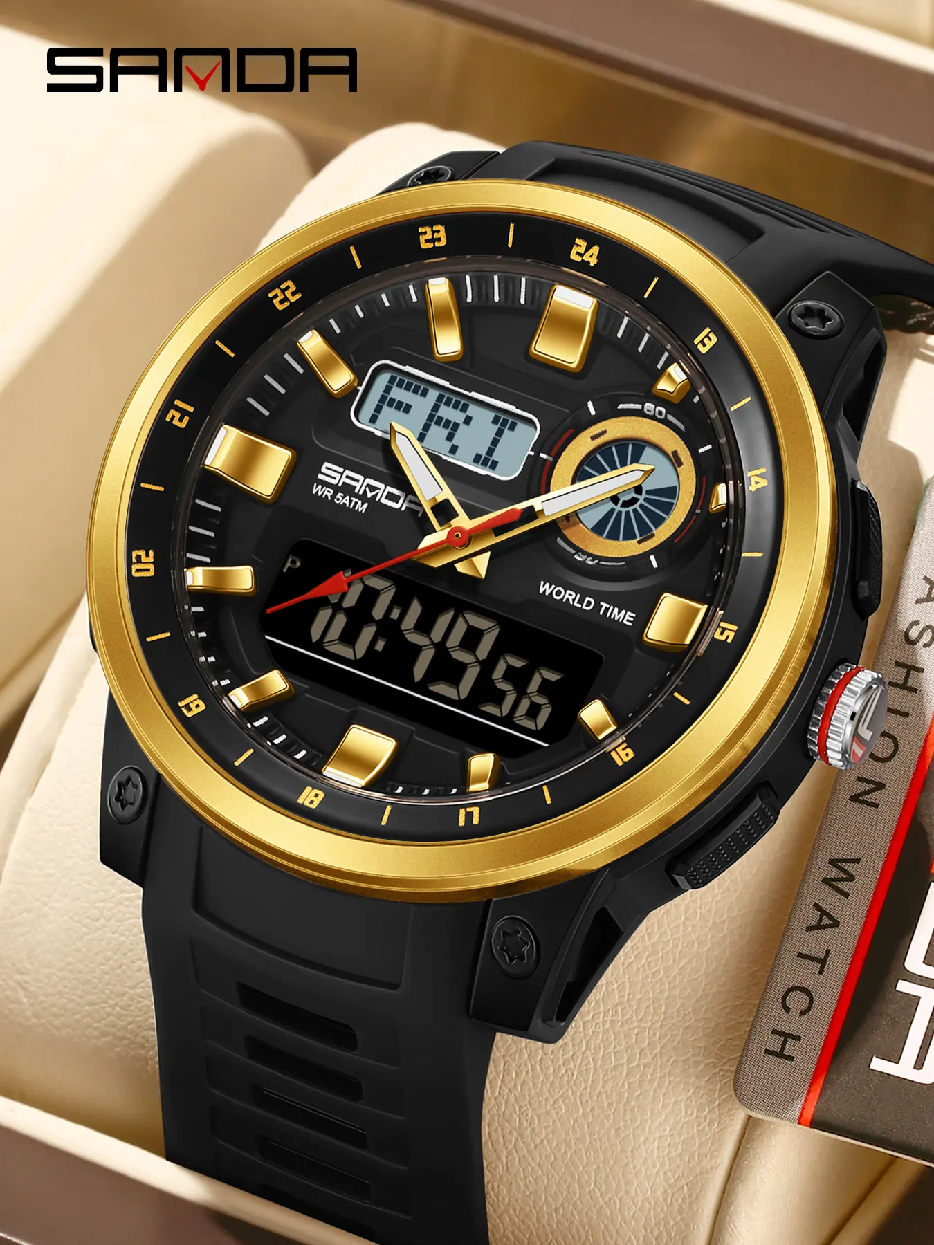 Sanda Best-Selling Light Electronic Men's Watch Countdown Alarm Clock Multi-Function Waterproof Transparent Unique Wristwatch