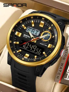 Sanda Best-Selling Light Electronic Men's Watch Countdown Alarm Clock Multi-Function Waterproof Transparent Unique Wristwatch