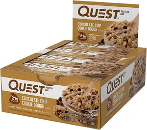 Chocolate Chip Dough Cookie Protein Bars, 21g Protein, 1g Sugar, 4g Net Carb, High Fiber, Gluten Free, Keto Friendy, 12 Count