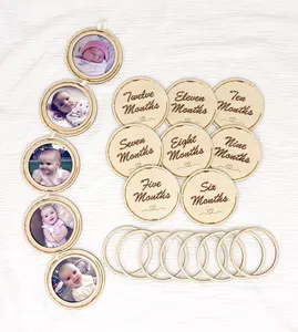 Baby Milestone Markers With Photo Frames, Heart Design– Wooden Keepsake Set