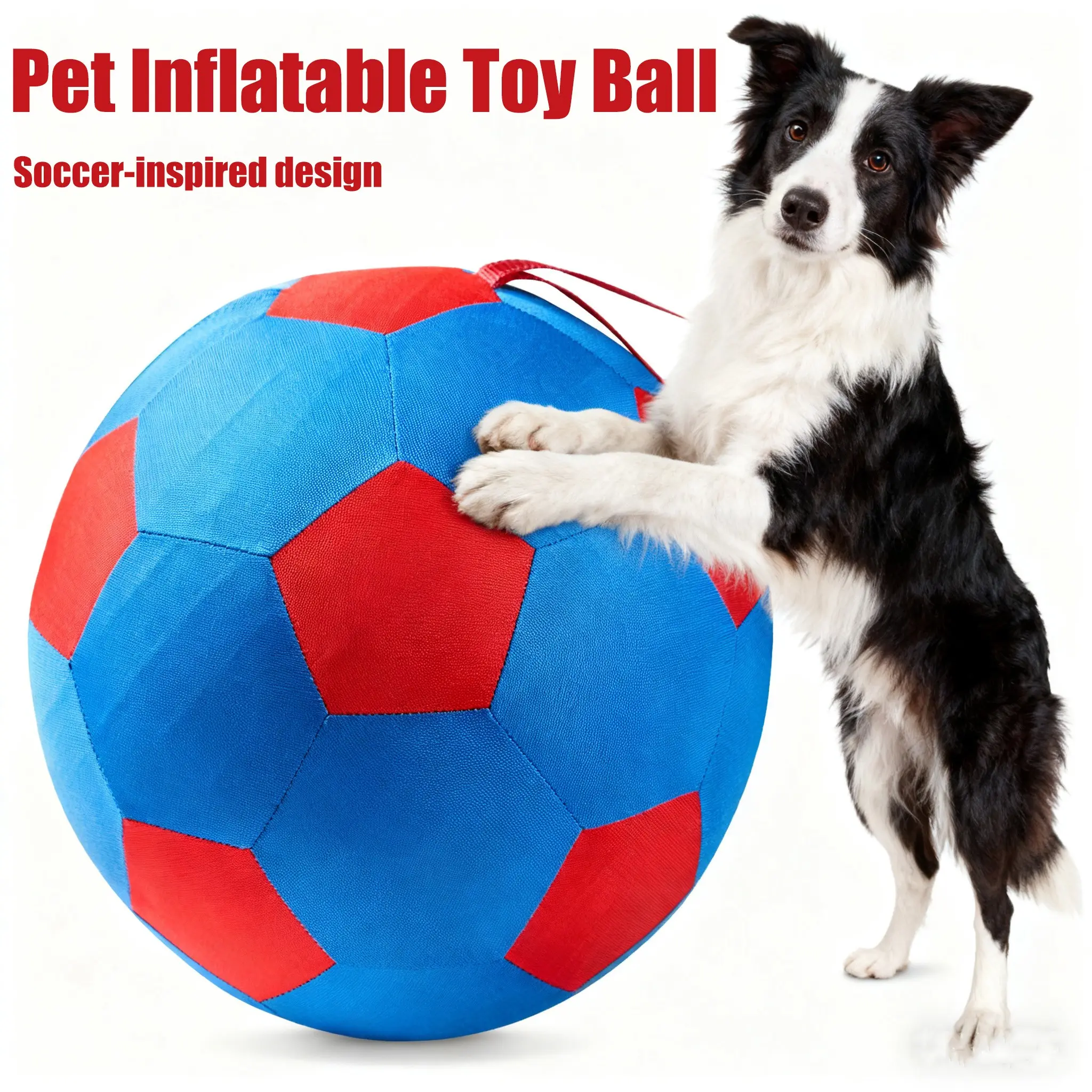 Inflatable Pet Toy Ball with Handle, Thickened Ball Cover, Interactive Herding Ball, Training Ball for Horses, Sheep, Herding Dogs, Non-Chewable, Includes Pump