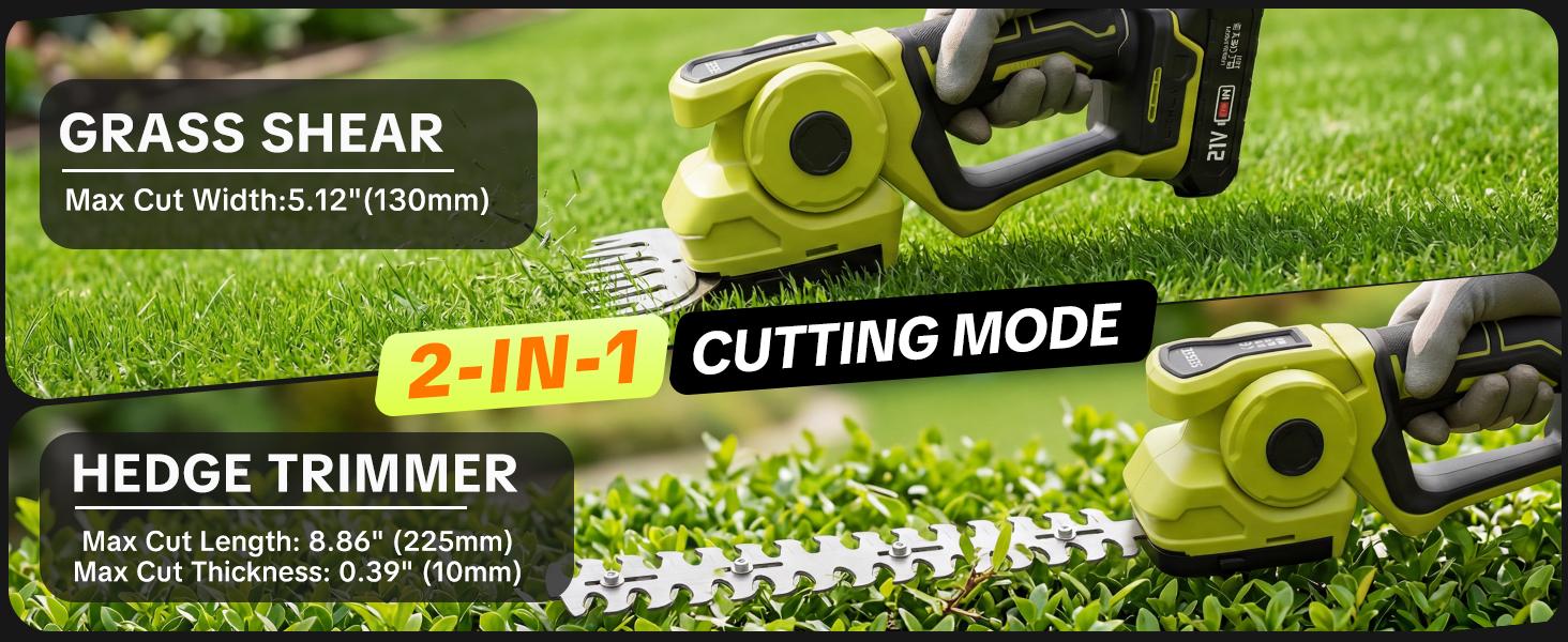 SEESE Cordless 2-in-1 Grass Shear & Shrub Trimmer, Handheld Electric Hedge Trimmer, 2*21V Batteries,Lightweight for Lawn Hedge Garden Yard Maintenance SEESE Cordless 2-in-1 Grass Shear & Shrub Trimmer, Handheld Electric Hedge Trimmer, 2*21V Batteries,Lightweight for Lawn Hedge Garden Yard Maintenance