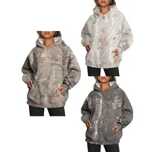 Women’s Oversized Camouflage Maple Leaf Wool Hoodie – FashionGARMENTARY