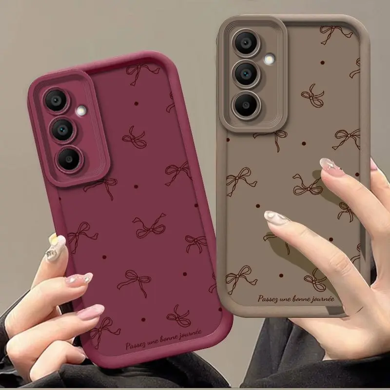 Fashion Polka Dot Bowknot Sky Ladder Design Phone Case for iPhone 17PM 16 15 14 13 12  Samsung Galaxy A56/A26/A16/A36/A55/A54/A52/A52s/A06/A14 4G/A15 5G - Shockproof Soft Gel Women's Protective