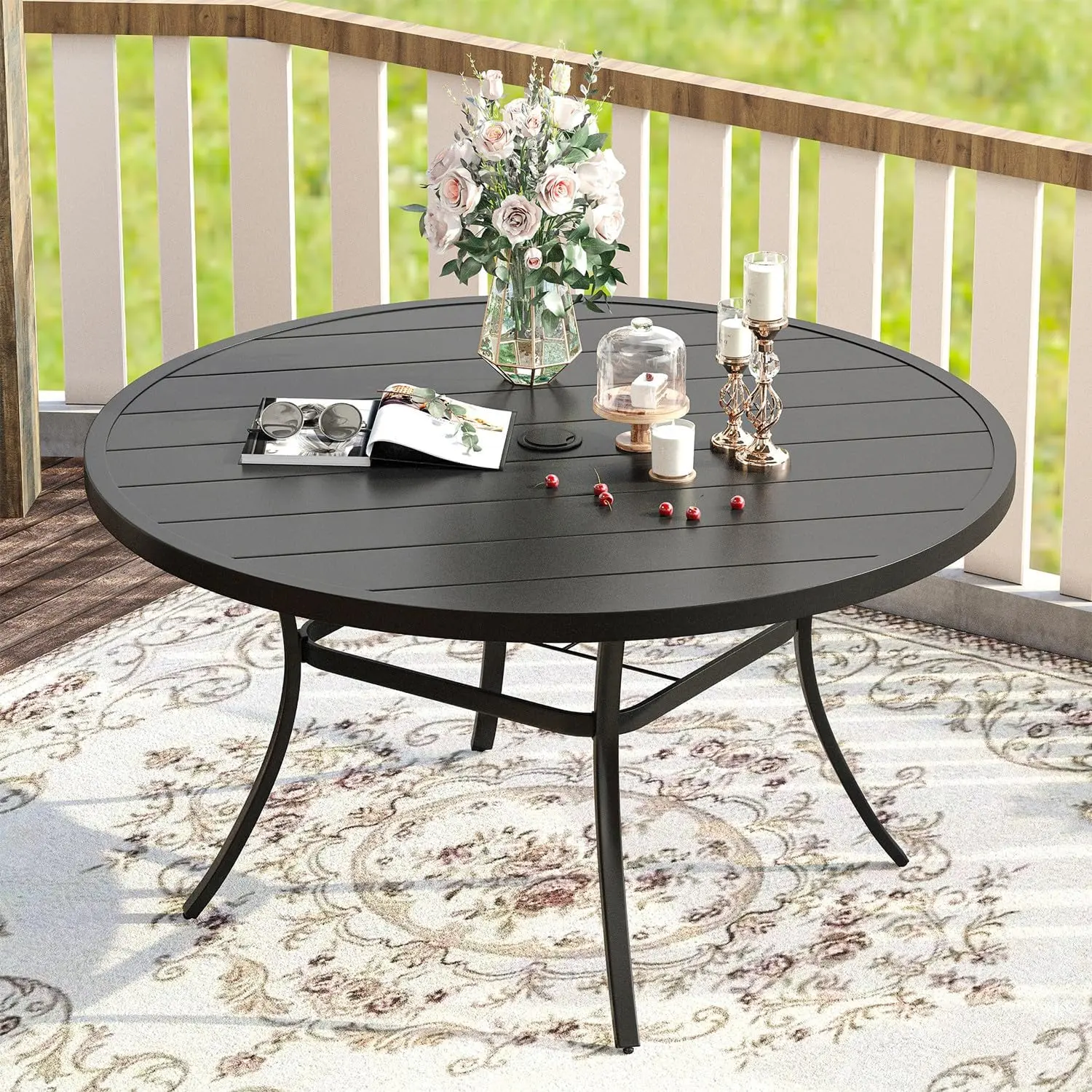 VICLLAX 53" Round Patio Dining Table for 6-8