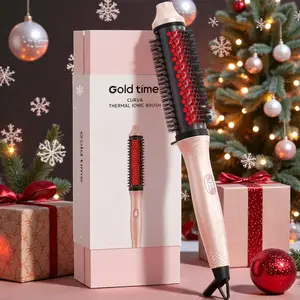 Infrared Thermal Brush | 100M Negative Ions & Fast PTC Heat for Salon Smooth Hair. 1.65” Ceramic Barrel, 10-Temp LED Display & Universal Voltage (110-240V) for Global Travel