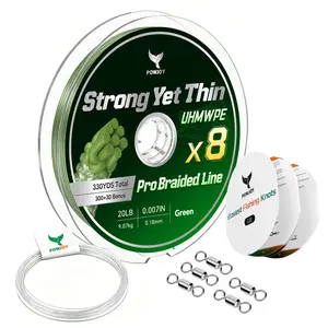 POWJOY 20LB 110YDS 8X Braided Fishing Line 110Yds, 0.18mm 20LB, Ultra-Thin & Stronger Than 4-Strand, Smooth Casting PE Line, Zero Stretch, Low Memory, High Sensitivity + Kit