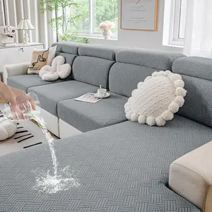 hyha Waterproof Couch Cushion Covers, Stretch Sofa Seat Slipcover, Waterproof Sectional Couch/Sofa Cushion Covers for Pets Washable with Elastic Bottom(Back Cover M, Grey)