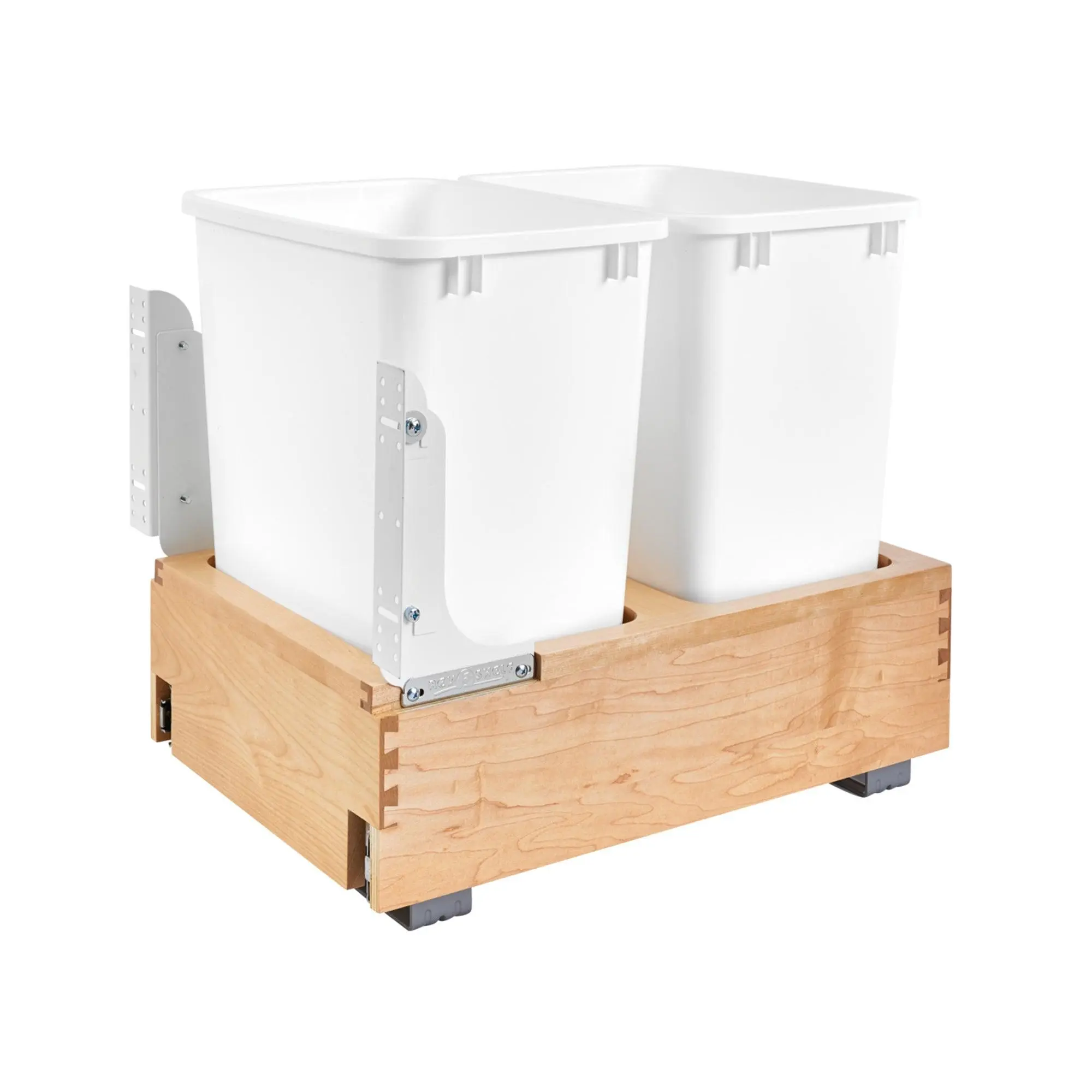 Rev-A-Shelf 4WC-18DM2 Double 35 Quart Maple Bottom Mount Pullout Waste Container