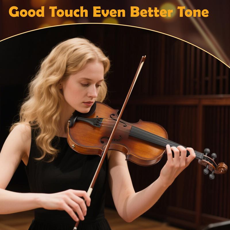 MeloCrest 4/4 Silent Electric Violin - Solid Spruce Top & Maple Back, Carbon Fiber Tailpiece, Ebony Fittings, Starter Kit for Beginners