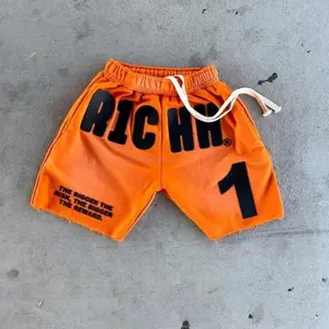 Solid Color Shorts Men Women Retro Senior Rubber Letters Printed Five Pants Summer New Loose Thin Section Couple Shorts