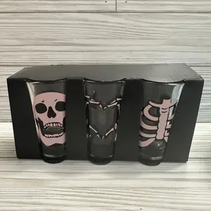 Drink with the Dead Halloween Shot Glasses, Vinyl, 3 pk, Handmade Gifts