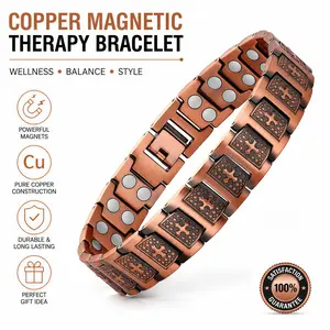 Men's 99.99% Pure Copper Magnetic Bracelets | Black Adjustable Link Design | Comfortable Everyday Wear | Birthday & Holiday Gift for Him