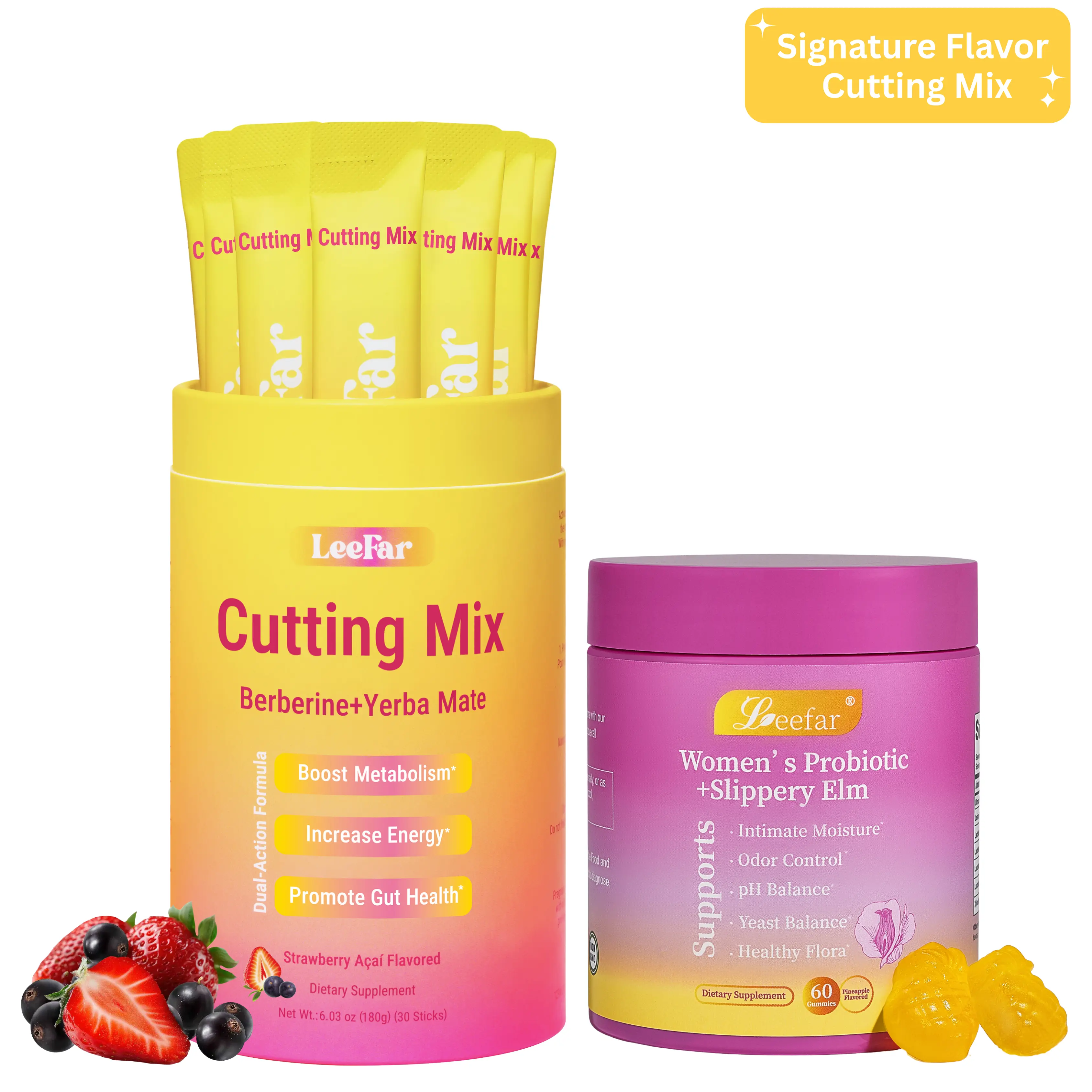 Cutting Mix| Strawberry Açaí Flavor+She Juicy Women’s Probiotic | Pineapple Flavor