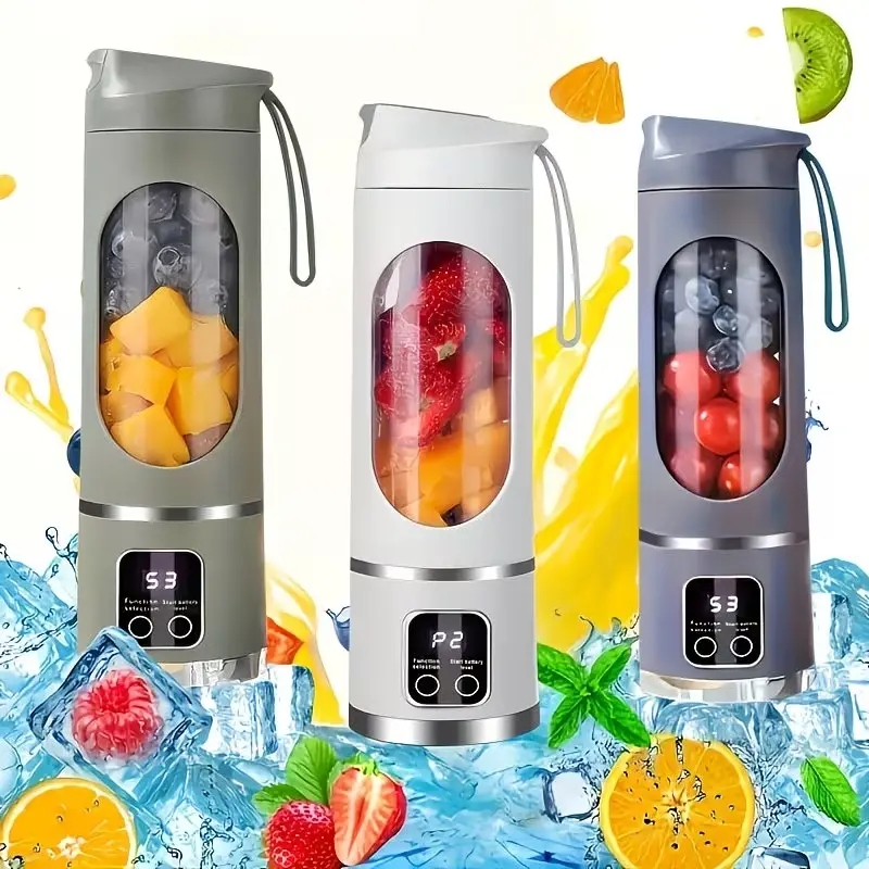 450ml  Portable Blenders, Electric Juicer, USB Rechargeable Blenders, Wireless Mini Juicer Portable Digital Juicer with 12 Blade for Home, Travel, Camping, Easy to Clean,Prime Of Day Deals Today 2025 Kitchen, white