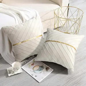 Soft Line Decorative Pillow Cover, 18x18 Inch Velvet Cushion Case, Sofa Living Room Home Decoration