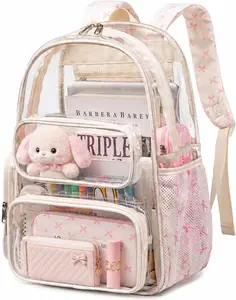 Clear Backpack Heavy Duty Transparent Backpack 17" See Through Bookbag for College Work Festival Security with Padded Strap Large Capacity