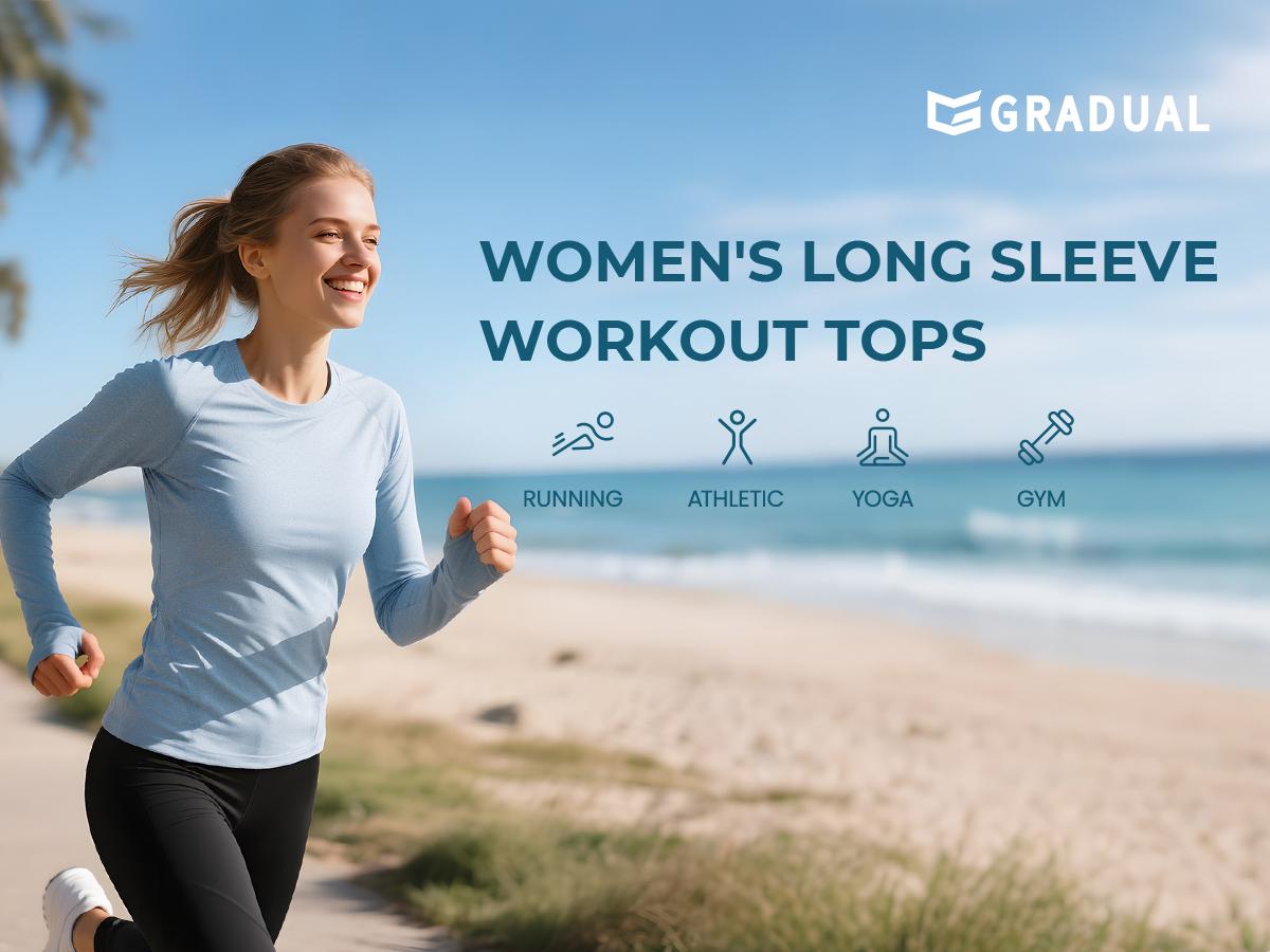 [Clearance] G GRADUAL Women's Quick Dry Running Wear, Long Sleeve Round Neck Athletic Top with Thumbholes and UPF 50+ UV-Protective Fabric,travel essentials,camping essentials, Long Sleeve Tops, Biking