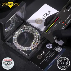 Sparkling Moissanite Tennis Chain Bracelet Necklace 100% 925 Sterling Silver Pass Diamond Test Fine Jewelry valentine's day Gift