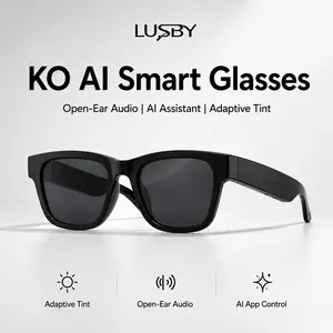 LUSBY KO AI Smart Glasses, Light-Adaptive Auto-Tint Bluetooth Audio Glasses with Real-Time Translation, Voice Assistant, Meeting Recording, Hands-Free Calls for Driving, Business Travel & Daily Use
