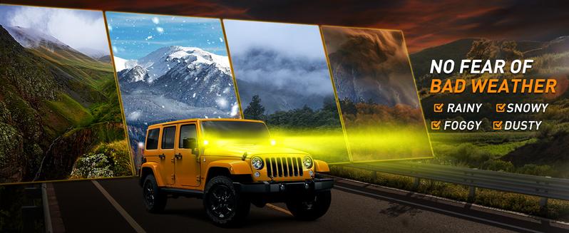 NAOEVO 4 Inch LED Pod Lights, Spot Flood Amber Lights with 2 Leads Wiring Harness, Cube Pods for Truck, Boat, ATV, UTV, 2 Pcs (Yellow)