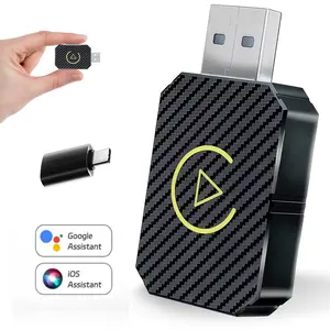 Upgraded CarPlay Adapter, Plug and Play, Wireless Connection, Automatic Fast and Stable Connection, Voice Assistant (supporting Google and Siri), 24-hour Technical Support, Suitable for IPhone 6+ (iOS 10+), Wireless Carplay Dongle