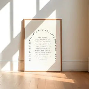 1 Corinthians 13:4-8, Love is Patient Love is Kind Print, Modern Christian Wall Art, Bible Verse Wall Art, Wedding Gift, Wedding Scripture