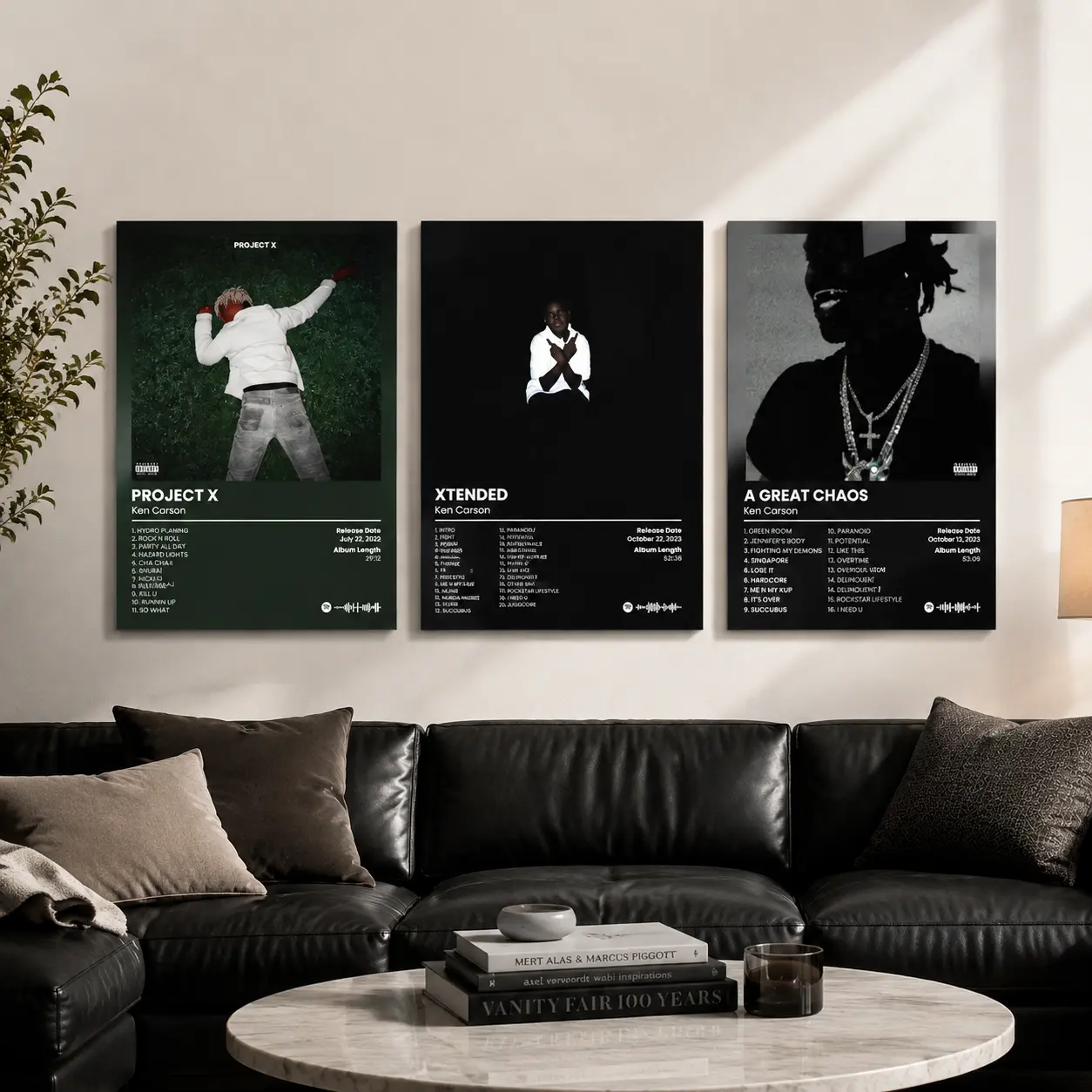 Ken Cars0n Rap Poster |   Set of 3 Album Cover Canvas Wall Art for Bedroom, Dorm & Office