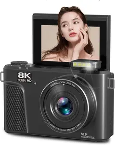 8K Digital Camera, Auto Focus 88MP Cameras for Photography, 18x Zoom WiFi Vlogging Camera, 3 inch Flip Screen, with Webcam Mode, Filter, Multiple Filters LED Fill Light (Black) Wireless Memory Lens Charging