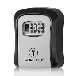 Iron Lock Wall Mount Key Lock Box Medium, Combination, Outdoor (Grey)