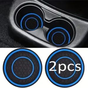 Car Cup Holder Mat Set, 2-Piece Universal Anti-Slip Car Cup Insert Mats, Vehicle Interior Accessories ( or Blue)