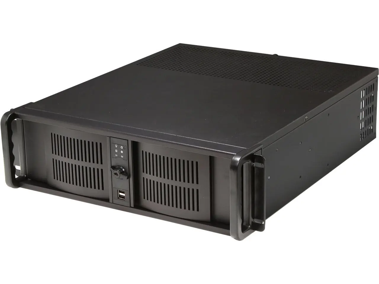 iStarUSA D-300 Black Aluminum / Steel 3U Rackmount Compact Stylish Chassis - Black Bezel 4 External 5.25" Drive Bays