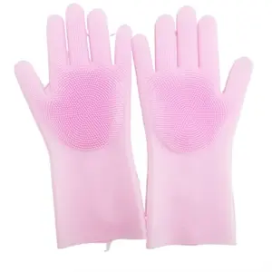 Household Cleaning Gloves Silicone Dishwashing Cleaning Gloves Pet Hair Remover Glove for Dogs and Cats Washing  Silicone Gloves for Dogs and Cats Bathing Waterproof Heat Resistant Kitchen Cleaning Tools