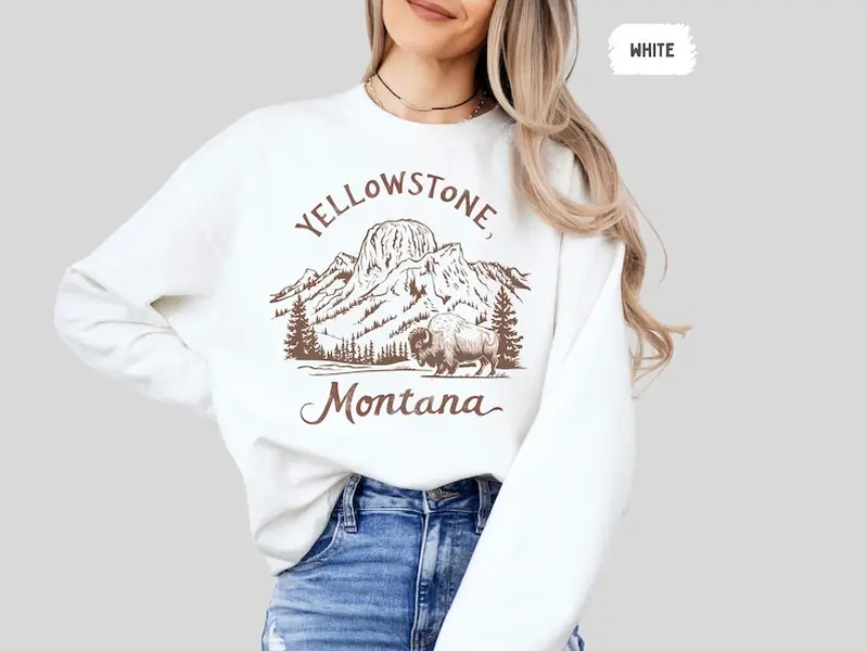 Retro Yellowstone Montana National Park Sweatshirt, Vintage Yellowstone Crewneck, Unisex National Park Jumper, Cozy Outdoor Adventure