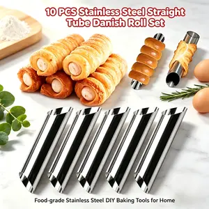 20pcs Cannoli Tubes, Shaped, Stainless Steel Pastry Horn Roll Mould for Cream Rolls, Puffs, Spiral Horn Pastry Mould Set, Cream Horn Tool for Croissants & Pastries, Filling Cones, Baking Tools, Reusable Kitchen Utensils, Cooking Utensils Set