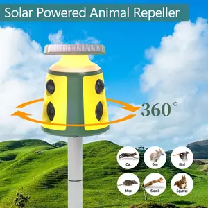 Multifunctional Animal Repeller, 360 Degree Coverage, Flame Light Ultrasonic Alarm, Deters Mice, Squirrels, Raccoons, Outdoor Use