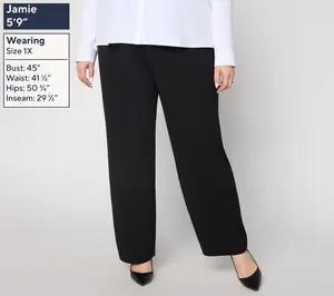 Dennis Basso Petite Luxe Crepe Wide Leg Pull-On Pants