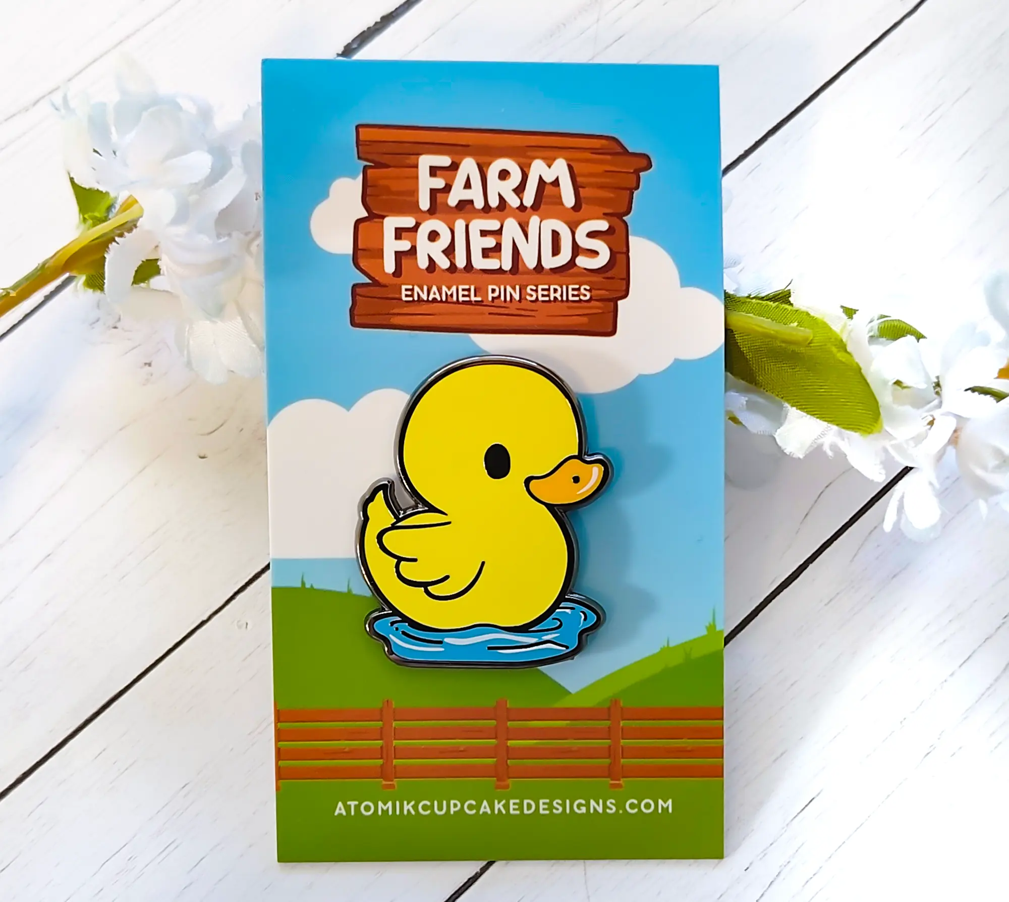 Kawaii Duck Enamel Pin | Farm Friends Pin Collection 1.4 Inch Enamel Pin