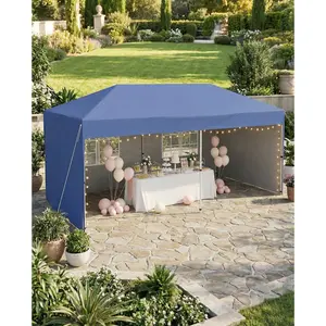 Garvee 10'x20' Waterproof Pop-Up Canopy Tent - Portable Instant Party Gazebo with 4 Sidewalls & 12 Stakes | Heavy-Duty Outdoor Event Tent for Weddings, Backyard, Camping & Markets (Blue)