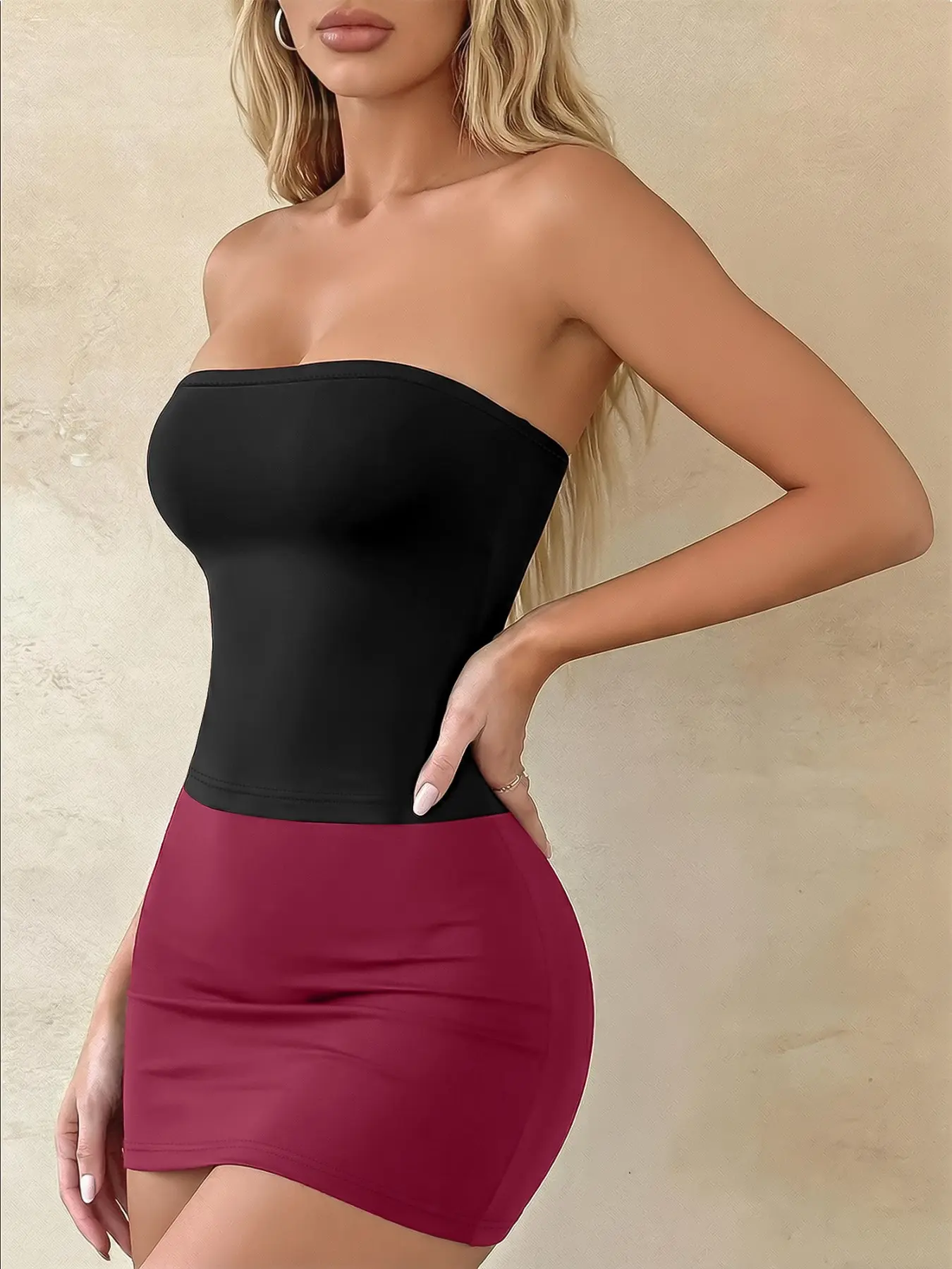 Sexy Bustier Sleeveless Bodycon Skirt Set, Fitted Plain Suit for All Seasons, Casual Style, Slimming and Trendy for Women - TikTok Shop Sexy Bustier Sleeveless Bodycon Skirt Set, Fitted Plain Suit for All Seasons, Casual Style, Slimming and Trendy for Women - TikTok Shop