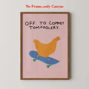 Vintage Poster Wall Art, Funny Print, Chicken Art, Unframed Gallery Wall Decor, Perfect for Bedroom and Living Room Decoration, Unframed Painting