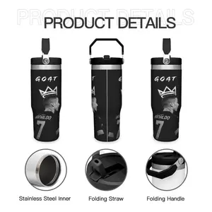 30 Ounce CR7 Football Themed Tumbler - Insulated Stainless Steel Water Bottle, Durable Thermos & Flask, Multi-Purpose Drinking Cup for Home, Office, School & Daily On-the-Go, Perfect Boyfriend Gift & Summer Cool Sports Drinkware