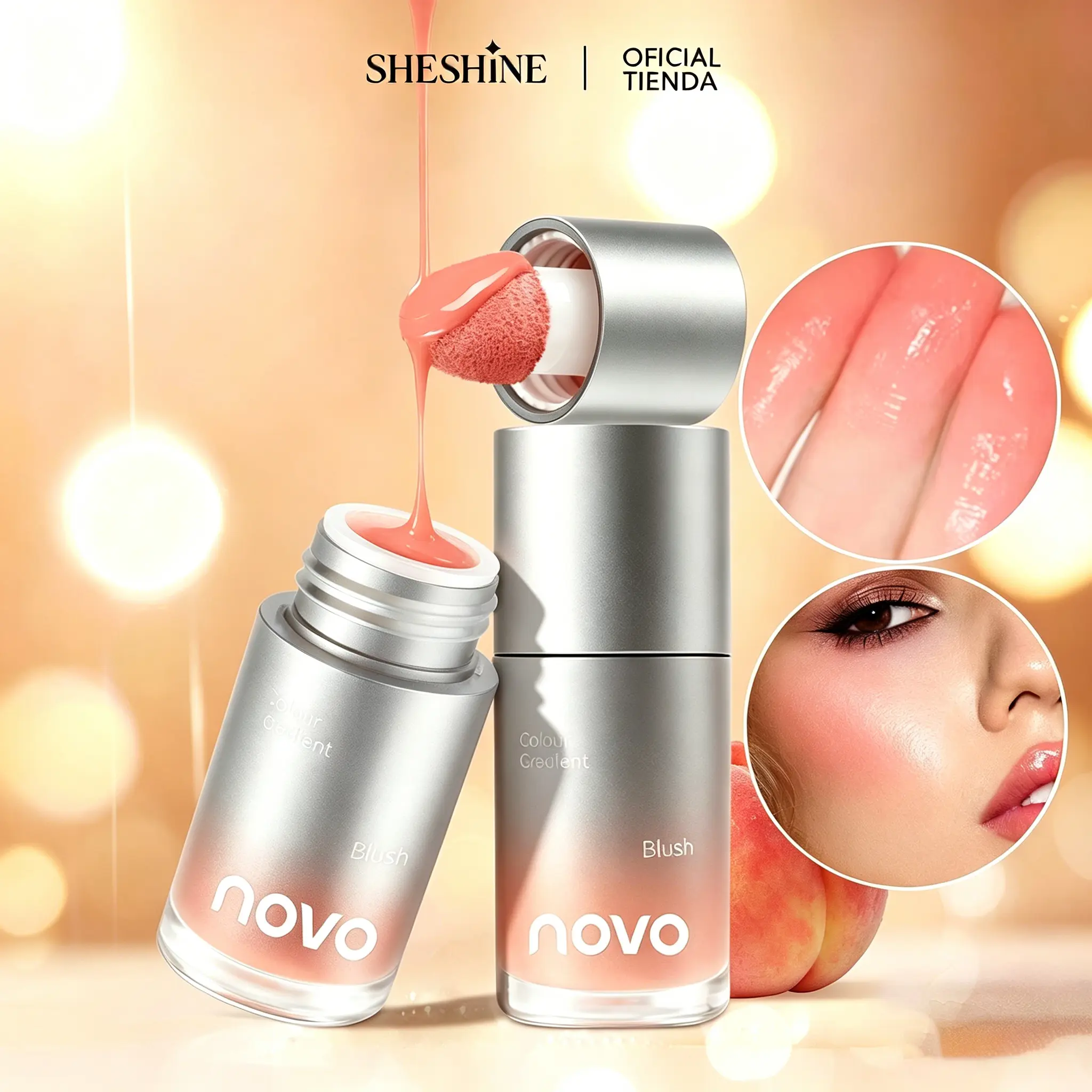 SHESHINE NOVO Liquid Blush for a Natural Luminous Glow, Long-Lasting Buildable Makeup, Cosmetic for All Skin Types & Tones for Latinas, Soft Glam, Colored Liquid Blush, Liquid Glow Blush