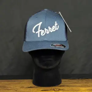 Ferret Script Hat Navy with White