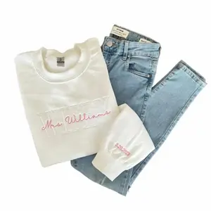 [CUSTOM IN DESCRIPTION] Custom Mrs. Embroidered Sweatshirt, Date On Sleeve, Hubby Wifey Shirt, Gift For Bride, Future Mrs Hoodie