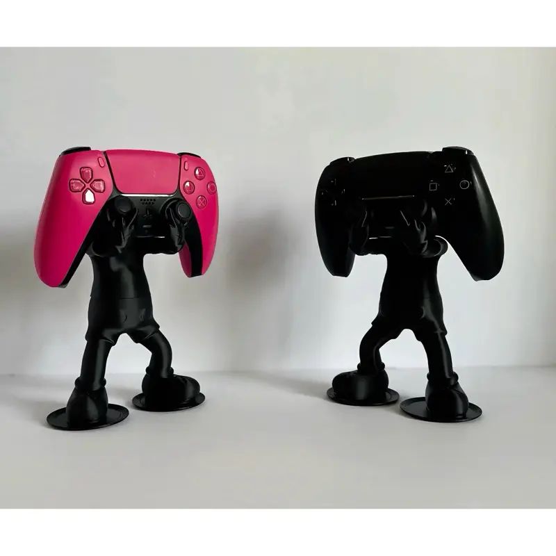 2-Pack 3D Printed Game Console Controller Stands - 8in Tall All Black Artistic Modern Figurines, Home Decor Ornaments, Home Display Art Supplies