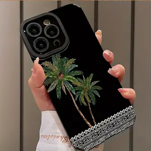 Elegant Coconut Tree Pattern Shockproof Ultra-Thin Case for iPhone 17/16/15/14/13/12/11/plus/pro Max, Dust-Proof & Stylish Gift