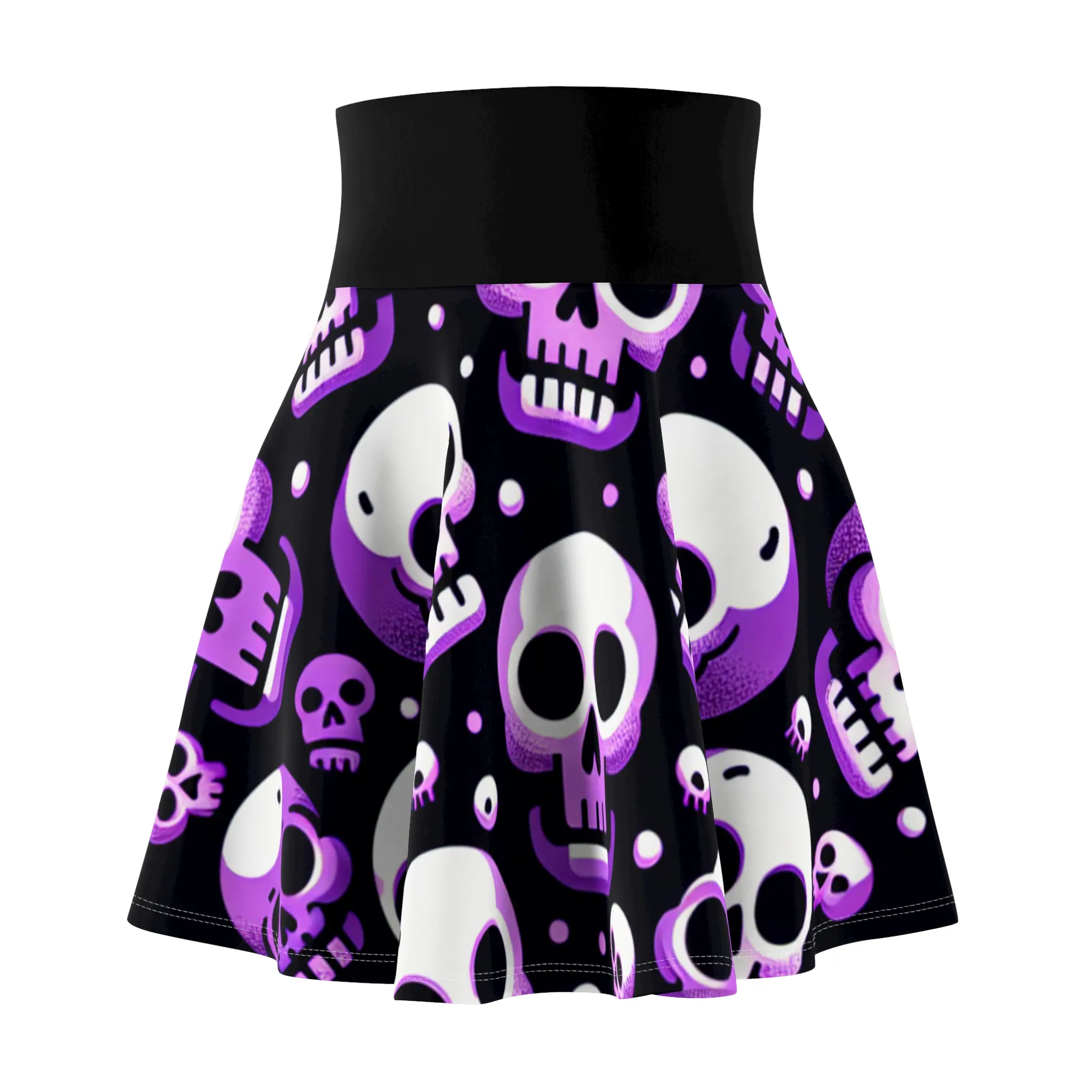 Gothic Skull Print Skater Skirt - Perfect for Music Festivals, Halloween Parties, Punk Style, Casual Wear, Alternative Fashion